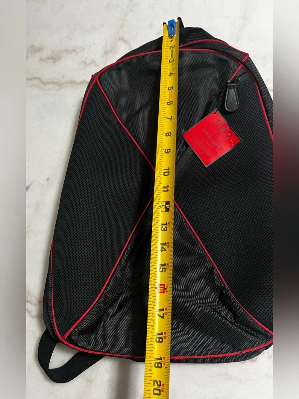 Polo Ralph Lauren Backpack Black & Red Canvas Mesh Basic Bag New With Tags